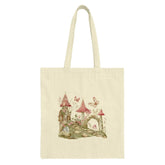 Fairy Castle Tote Bag, Mushroom House Design, Butterfly Decor, Whimsical Tote Bag, Cottagecore Bag, Cute Aesthetic Tote Bag - Tawshia